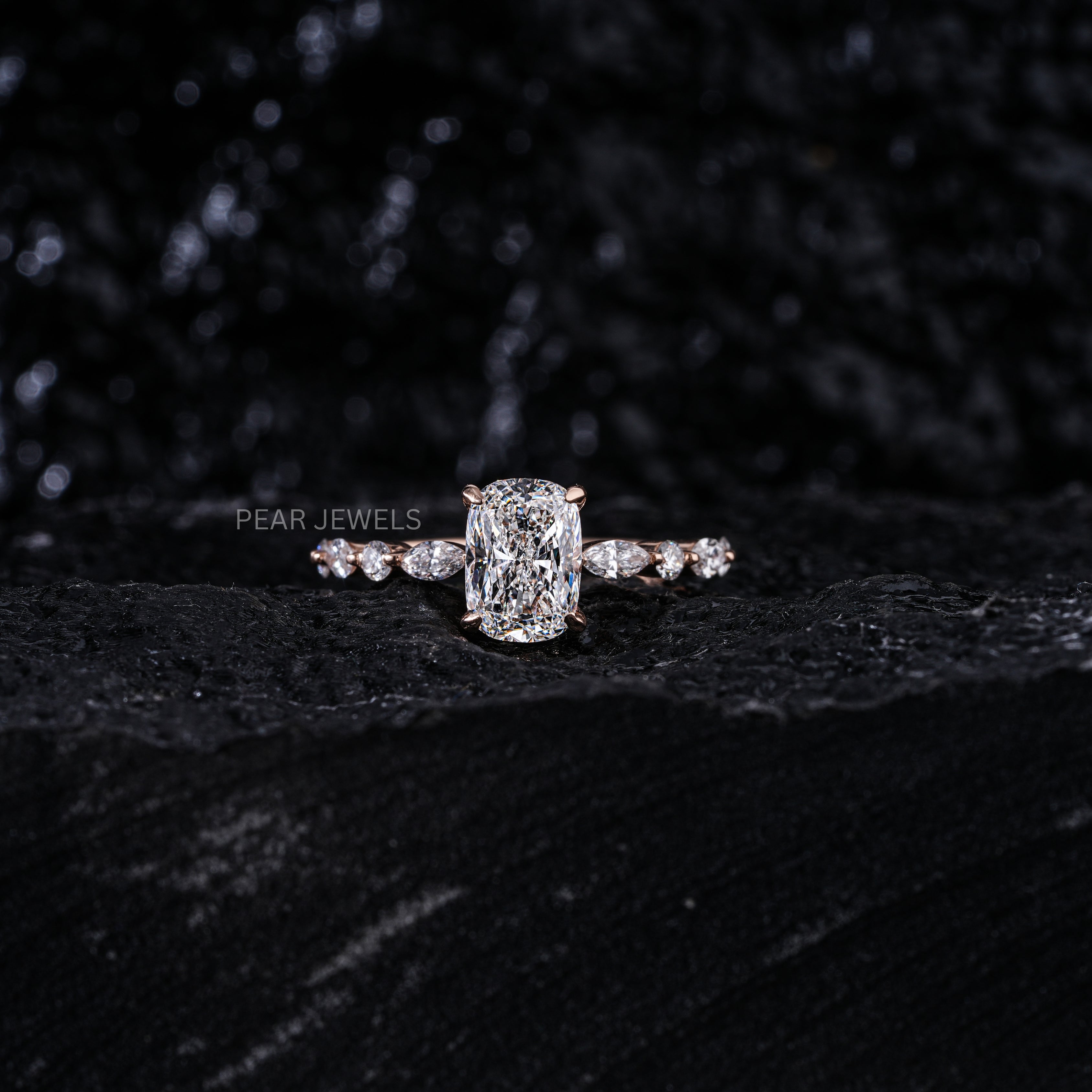 1.5ct Elongated Cushion & Marquise Labgrown Diamond Ring - Pear Jewels